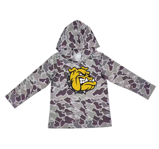 Custom moq 5 mix size milk silk summer team baby girls and boys clothes camouflage hooded long sleeve top-25.10.22