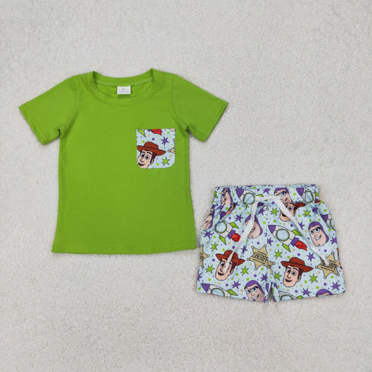 Cute Clothes  BSSO1370 Baby Boys Green Shirt Tops Shorts Clothes Sets