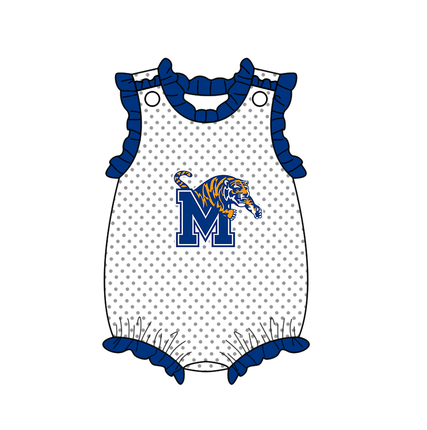 Custom moq 5 mix size milk silk summer teams Blue striped bow Tigers team series