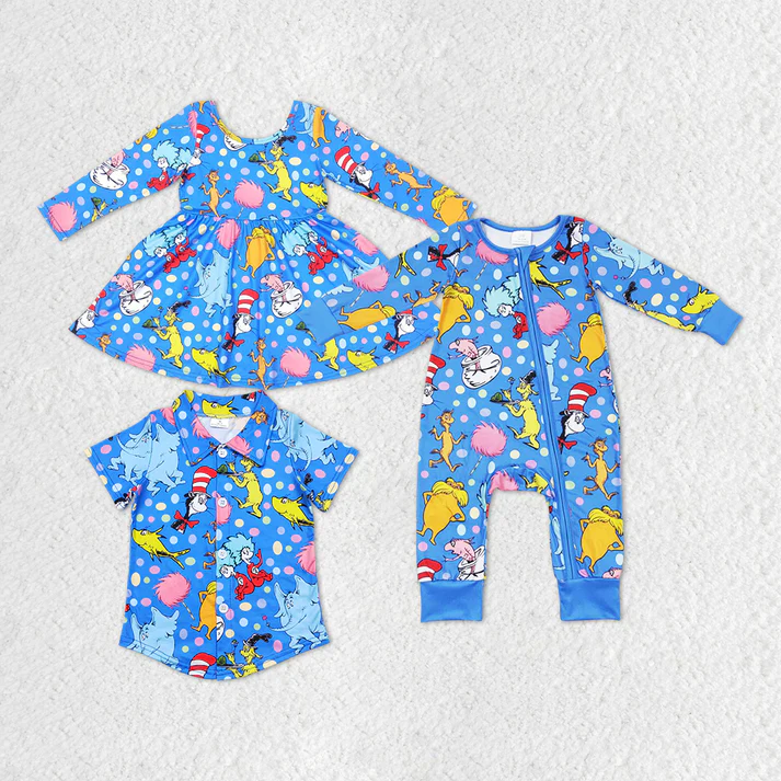 RTS NO MOQ Baby Girls Dr seuss Long Sleeve Dress & Romper& top