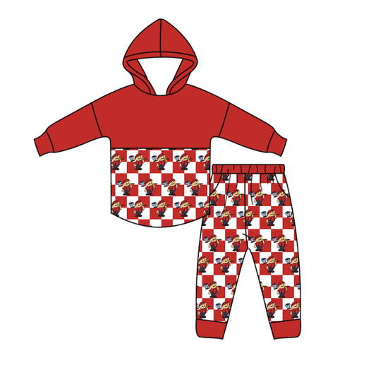 Custom moq 5 mix size eta 6-8weeks milk silk summer teams baby boy clothes red hooded long sleeve pants sets-25.10.25