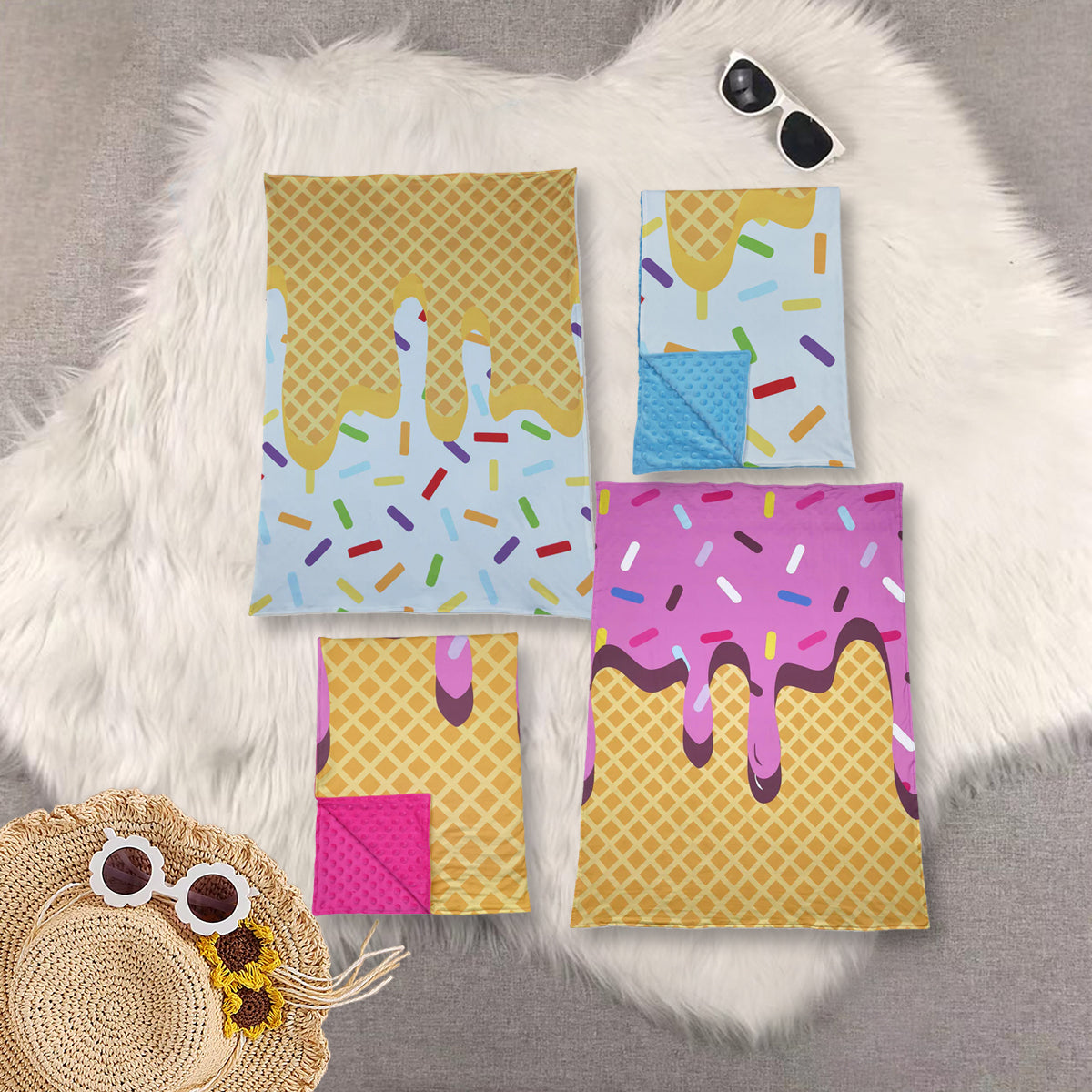 RTS NO MOQ Summer ice cream team baby blanket