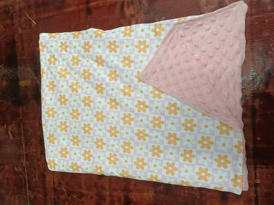 Custom moq 3 eta 6-7weeks Pink and white floral plaid baby blanket