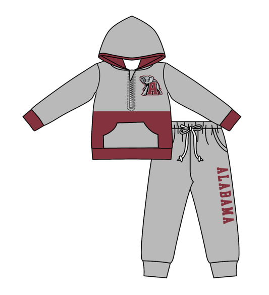 Custom moq 5 mix size eta 6-8weeks milk silk summer teams gray baby boy clothes hooded long sleeve pants sets-25.10.24