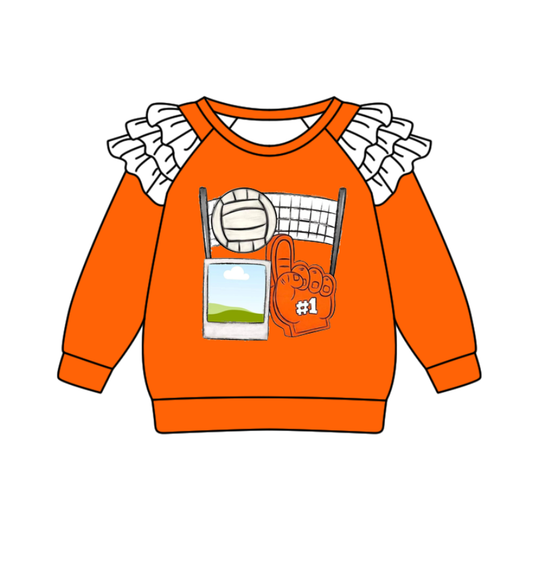 Custom moq 8 mix size milk silk summer team baby girls clothes orange long sleeve top-25.9.24
