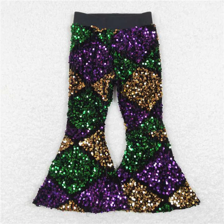 RTS NO MOQ Sibling baby girl clothes SEAUIN All Colors Sequined Gari Safety Pants add  lining