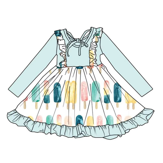 Custom moq 5 each style eta 6-7weeks milk silk baby girls summer long sleeves dresses 8-25.7.26