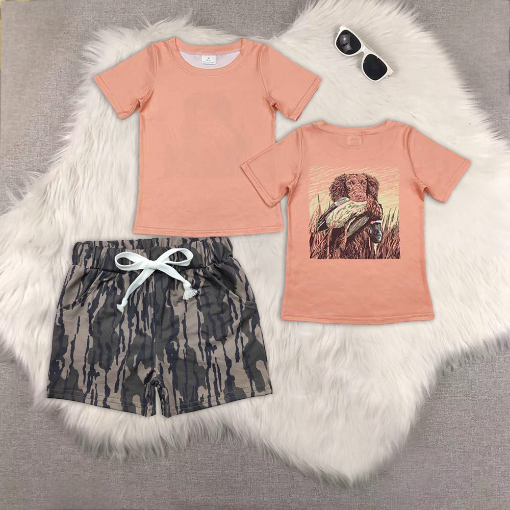 BT1084+SS0201-RTS NO MOQ HOT SELL baby boys clothes short sleeve Camouflage shorts set