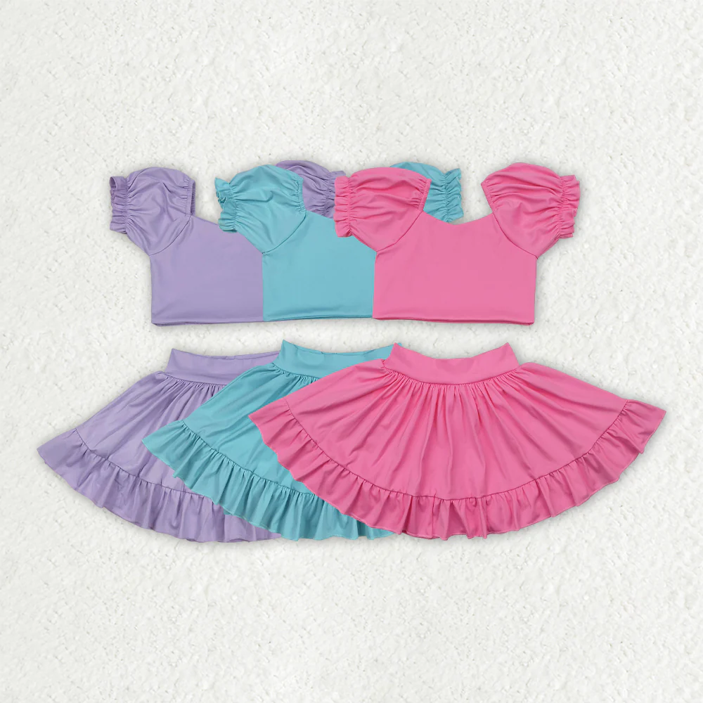 RTS NO MOQ Girls clothes yoga short sleeve Clothes Sets dress