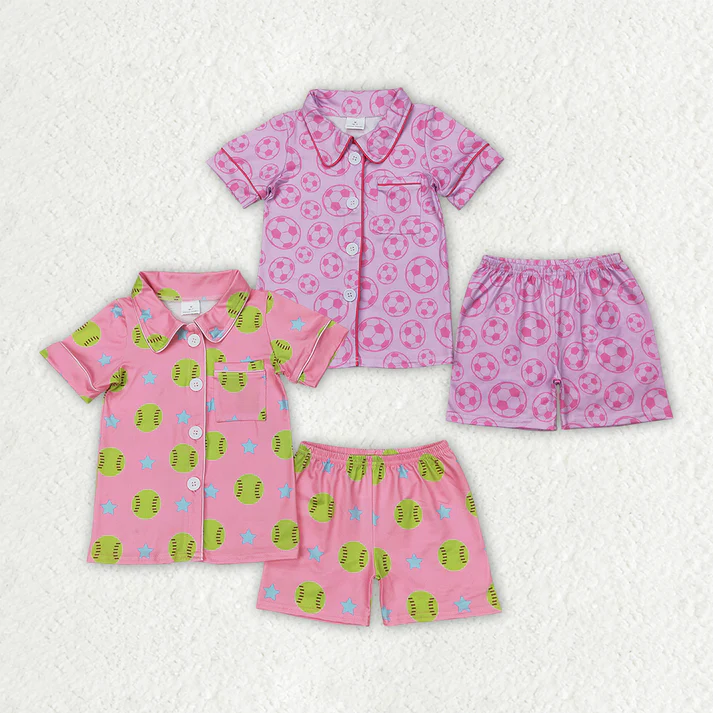 RTS summer Girls Clothes Short Sleeve Shorts pajamas Set