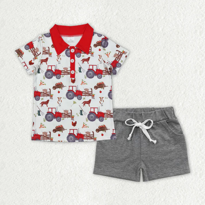 RTS NO MOQ Baby Girls and Boys Short Sleeve Shorts Sets
