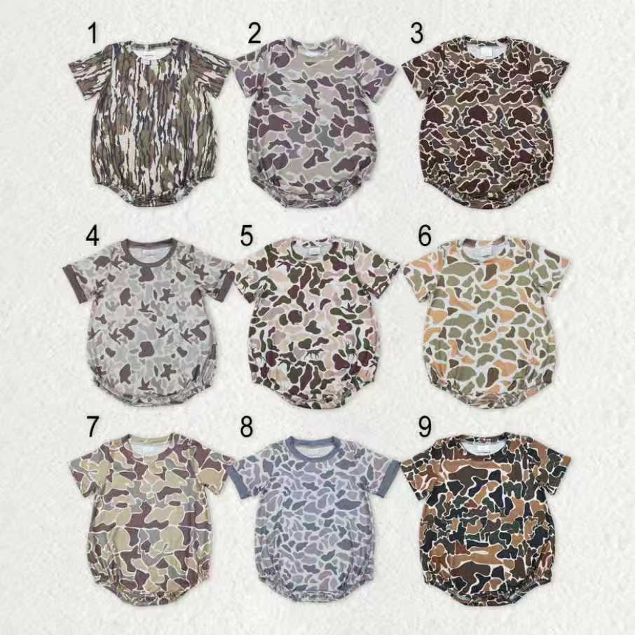 RTS NO MOQ Sibling baby Boys clothes camouflage duck short sleeve rompers