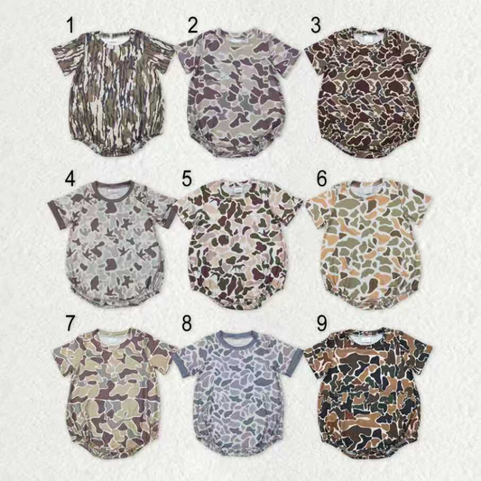 RTS NO MOQ Sibling baby Boys clothes camouflage duck short sleeve rompers