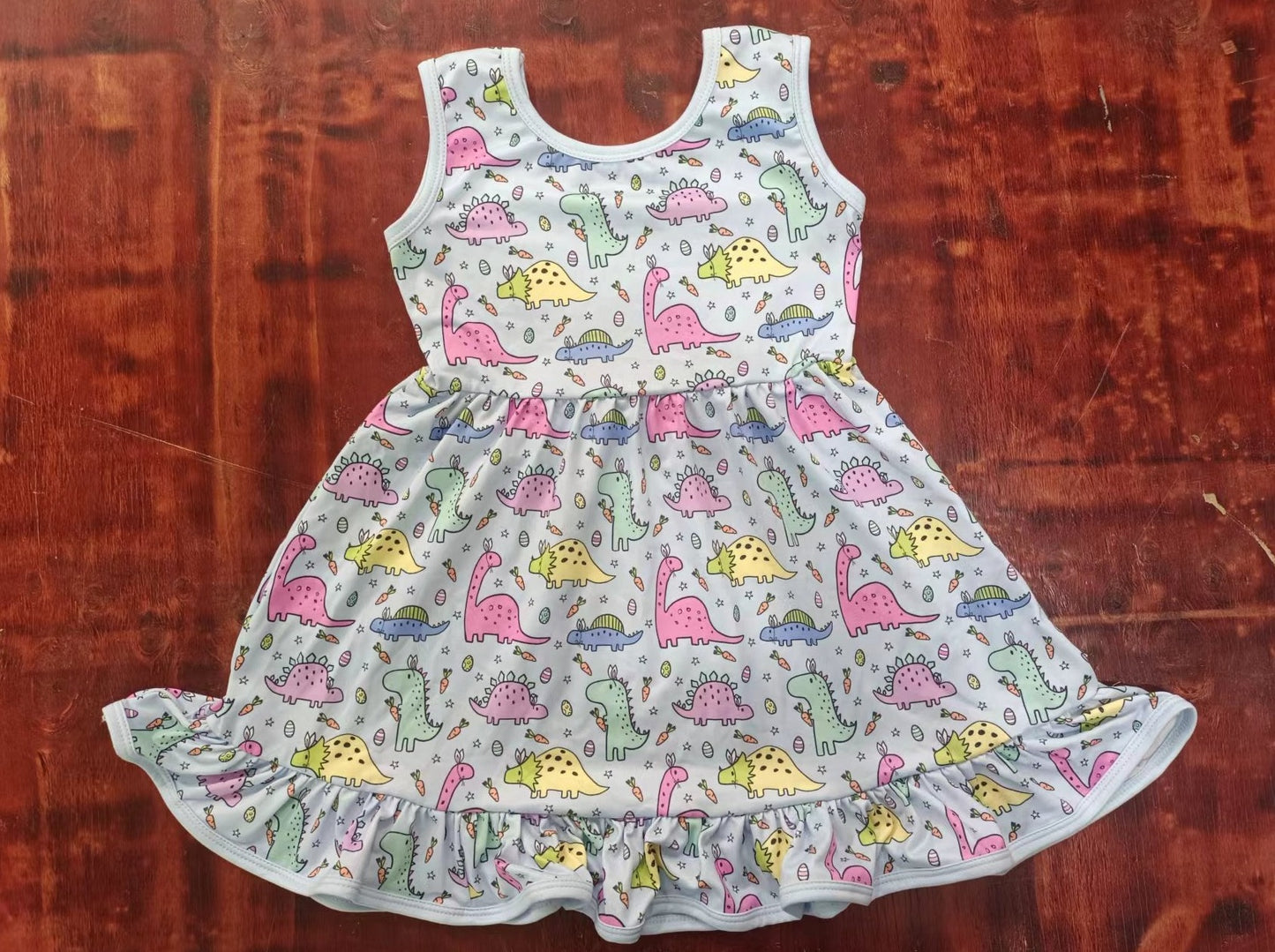 Summer Girl dionsaur pink suspender dress
