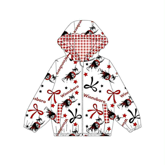 Custom moq 5 mix size milk silk summer teams baby girls clothes lace bow red hooded long sleeve top-25.9.6