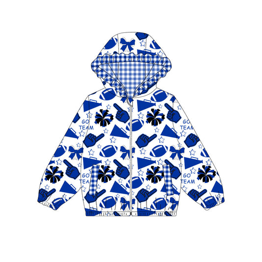 Custom moq 8 mix size milk silk summer team baby girls clothes bow blue hooded long sleeve top-25.9.30