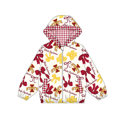 Custom moq 8 mix size milk silk summer team baby girls clothes bow yellow red hooded long sleeve top-25.9.26