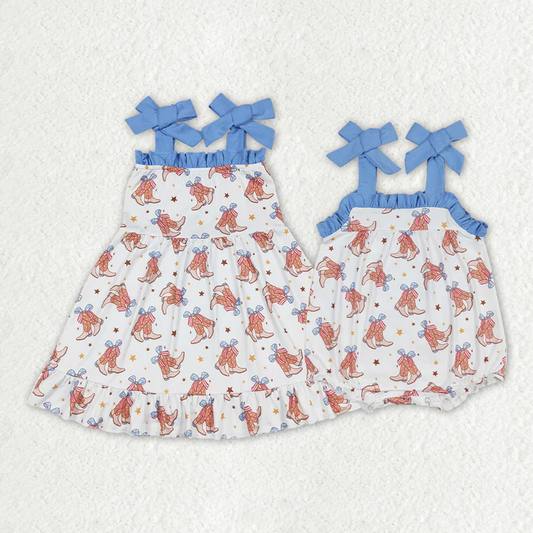 RTS baby girls clothes boots short Sleeve dress romper