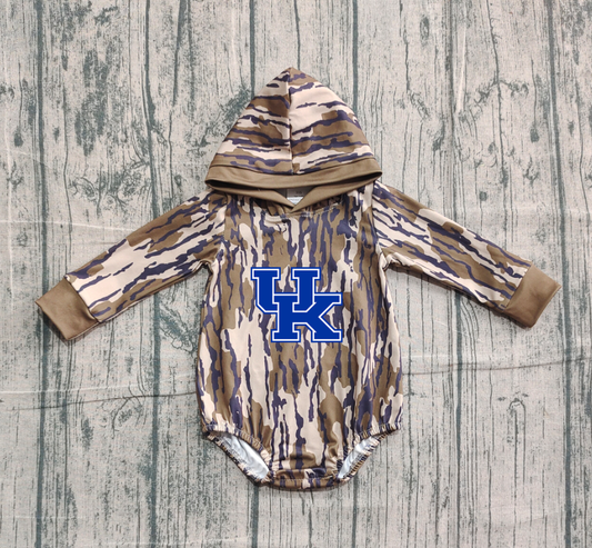 Custom moq 5 mix size milk silk Popular team camouflage cute boys and girls hooded long sleeve romper-25.10.22