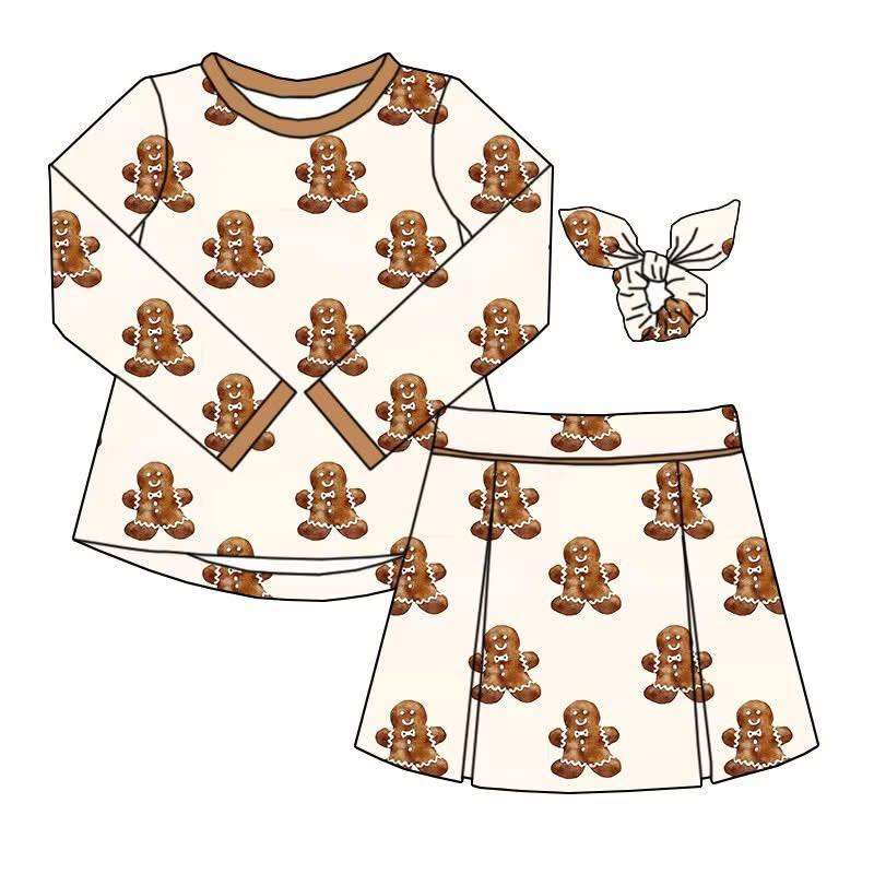 Custom moq 8 each style eta 6-7weeks baby girl clothes Christmas long sleeve skirts sets-25.9.16
