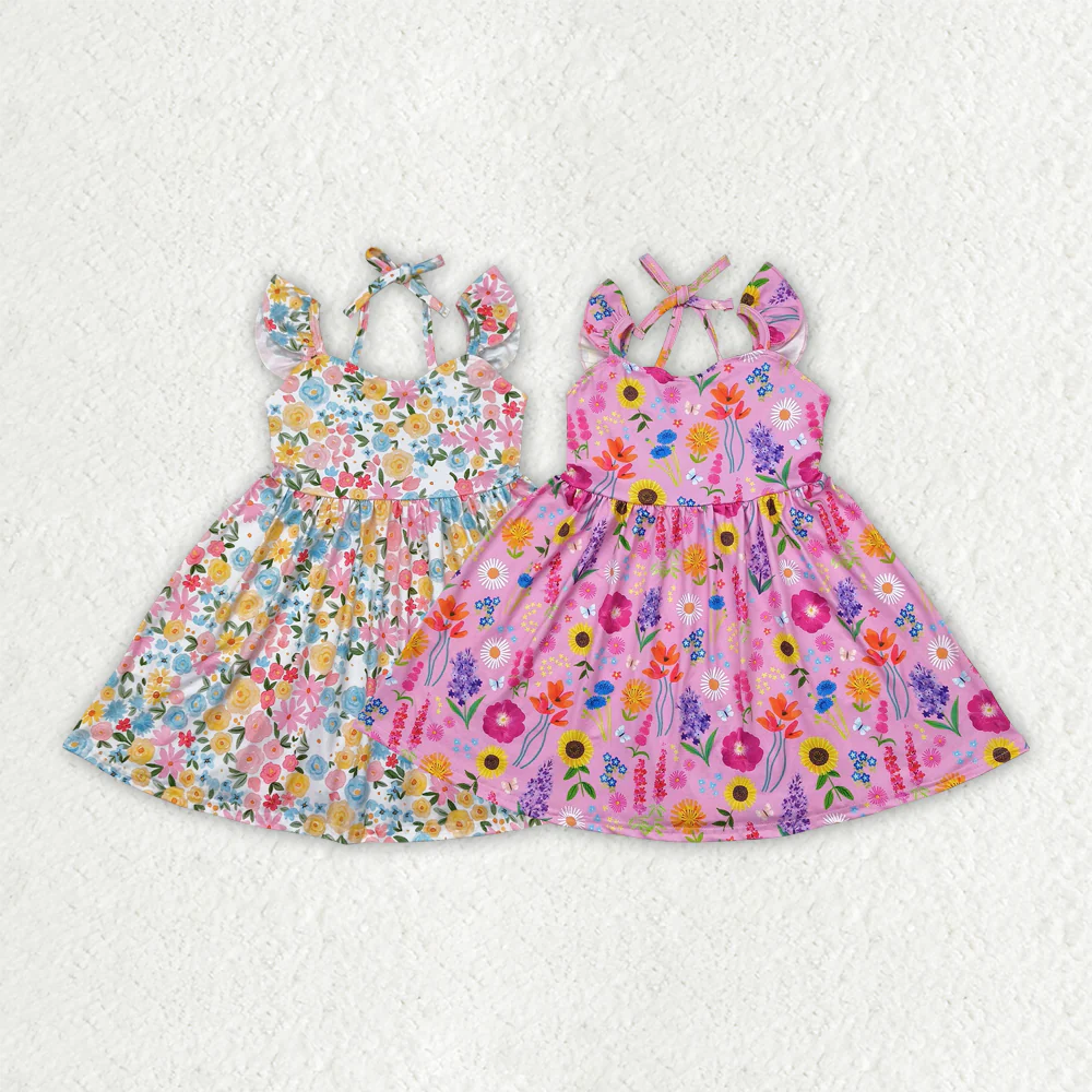 RTS baby girls clothes floral short Sleeve dress