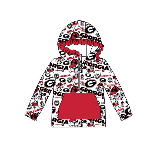 Custom moq 3 eta 6-7weeks Girls' Black "G" White Hooded Zip-Up Pullover