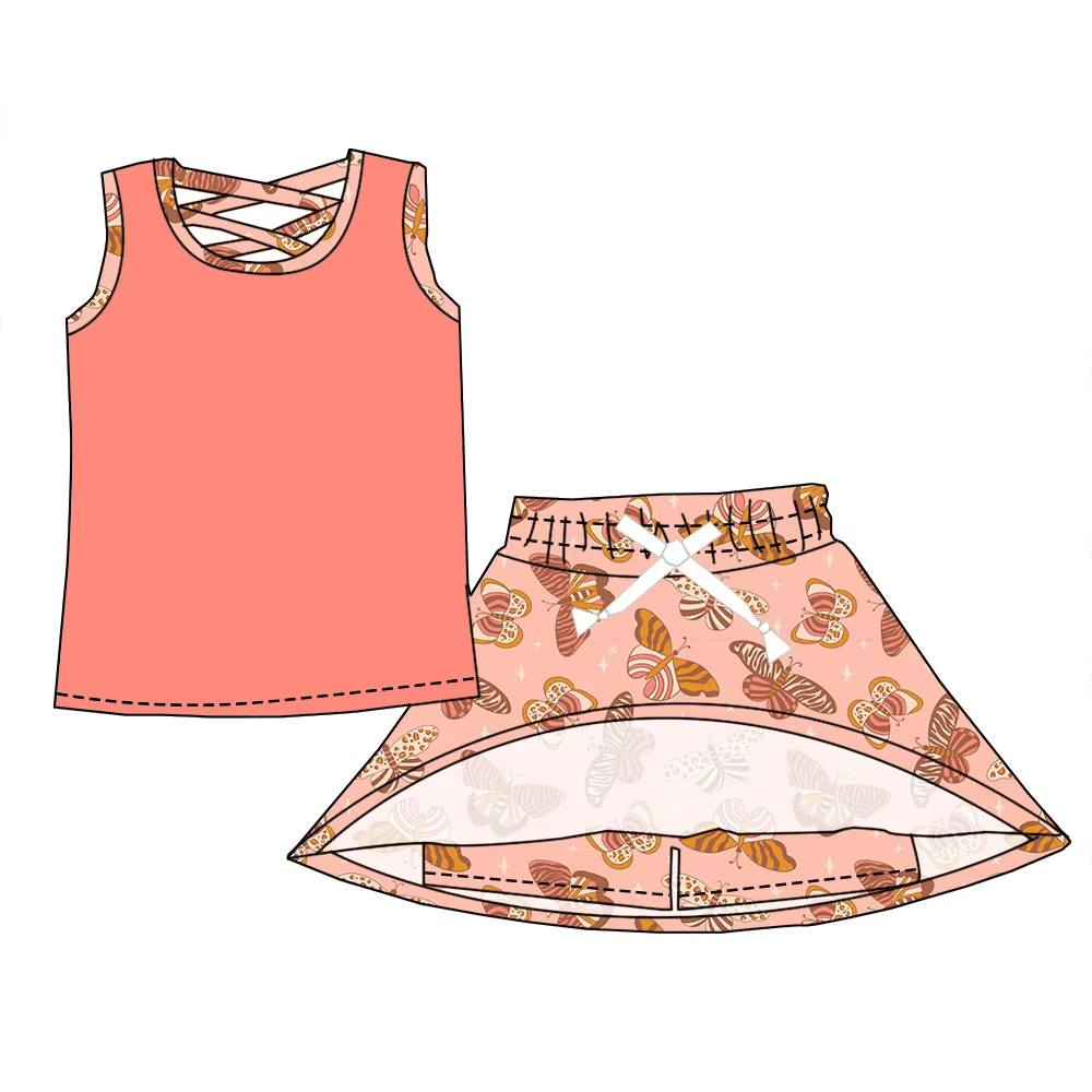 Custom moq 5 each style eta 6-7weeks baby girls summer sleeveless skirts shorts sets -25.7.24