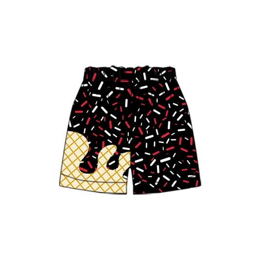 custom black with red and white spots shorts