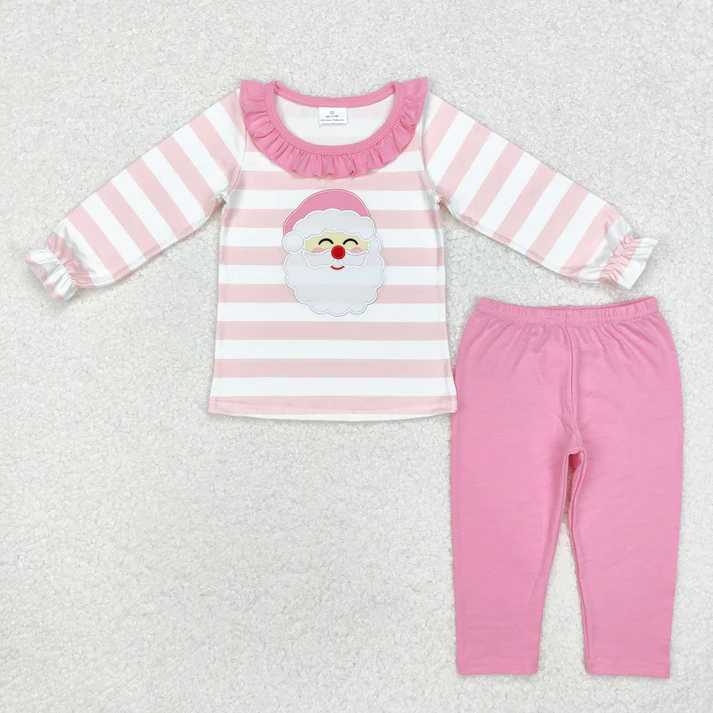 RTS NO MOQ Sibling Baby girls clothes embroidery Christmas long-sleeved trousers suits