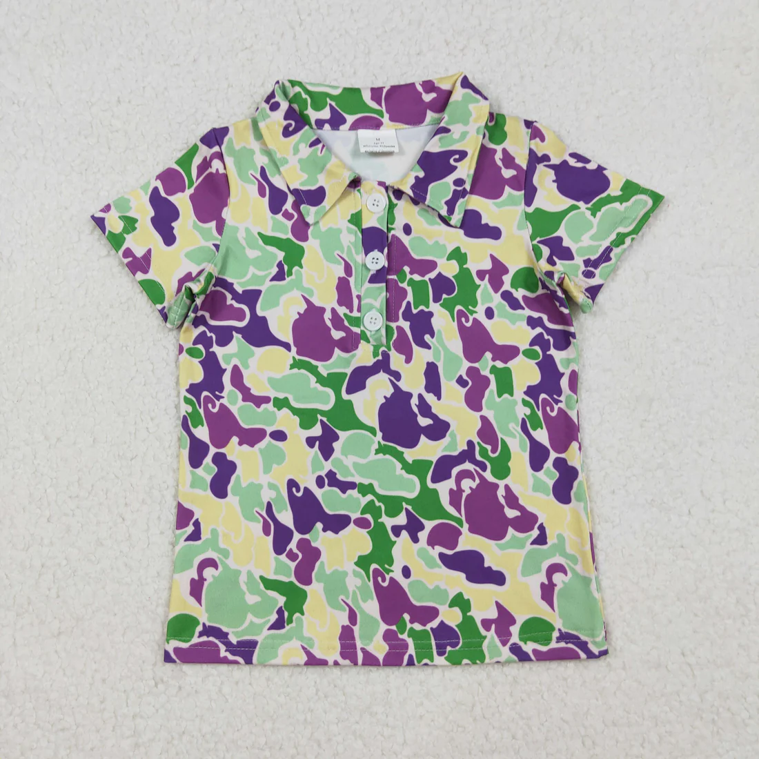 RTS NO MOQ Sibling baby girl clothes mardi gras camouflage Short-Sleeve Tops