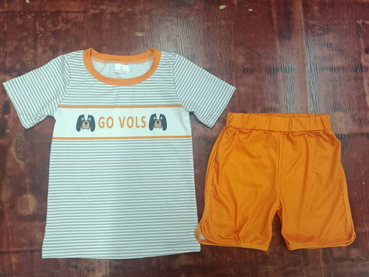 Custom moq 3 eta 6-7weeks baby boys clothes team orange short Sleeve shorts sets