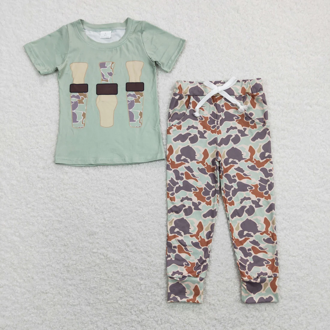 RTS NO MOQ Sibling Baby boy clothes duck puppy short Sleeve pants Suits