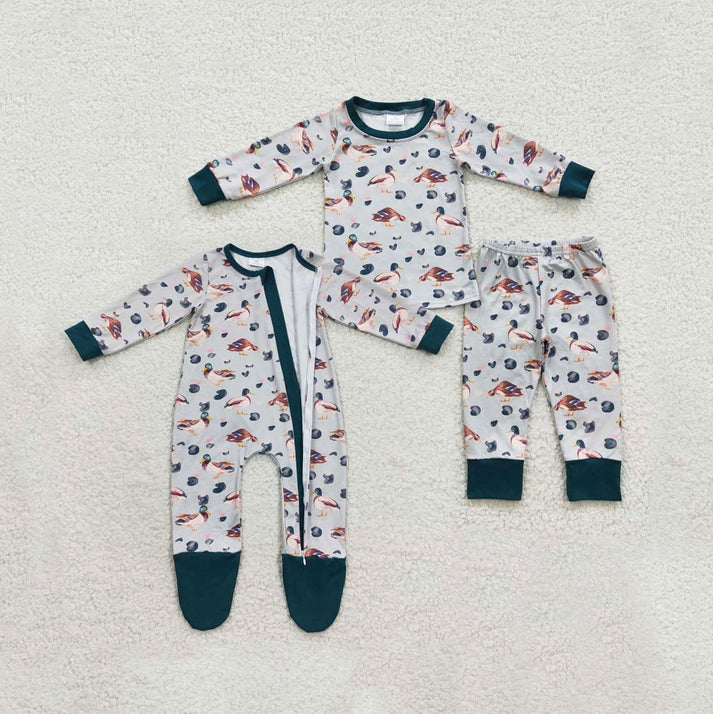RTS Sibling baby boy clothes duck long Sleeve pants sets and rompers