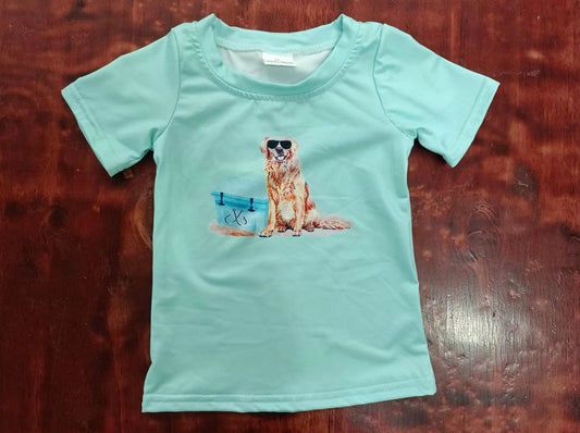 custom moq 5 eta 4-6 weeks mix size baby boys clothes dog teal short sleeve Top