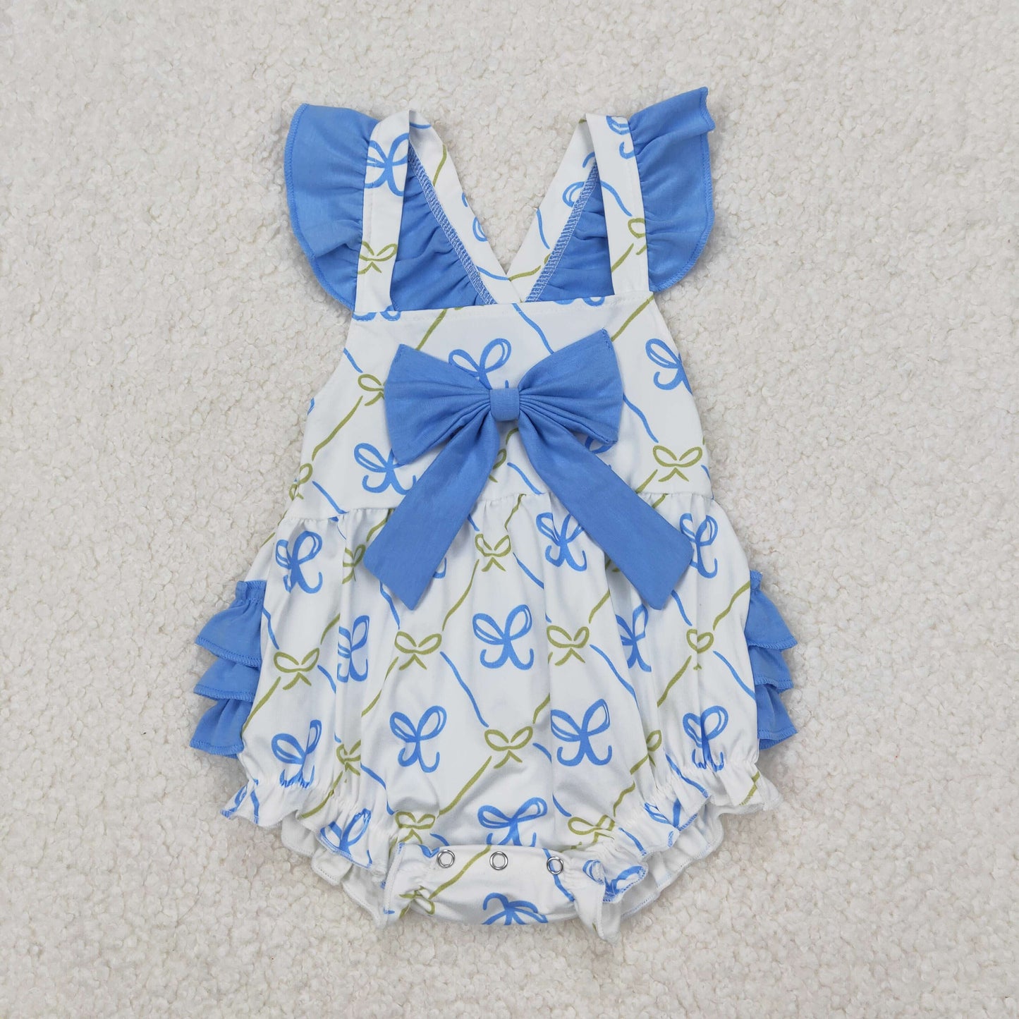 RTS NO MOQ ETA 5/7days arrived SR2720 Bow pattern plaid blue and white vest jumpsuit