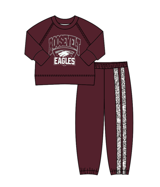 Custom moq 5 mix size milk silk summer teams baby boy clothes brick red long sleeve pants sets-25.8.25