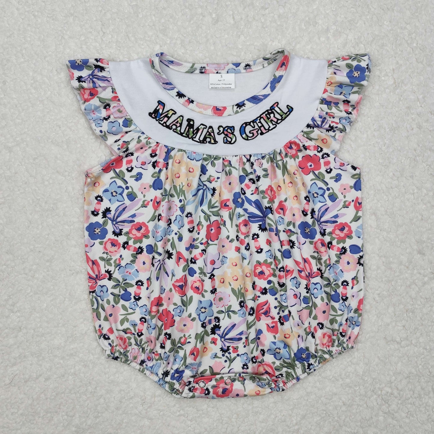 RTS NO MOQ ETA 5/7days arrived SR2386 Embroidery mama's girl flower leaf vest jumpsuit