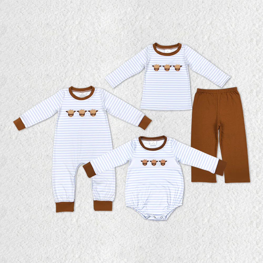 RTS NO MOQ Sibling Baby boy clothes long-sleeved trousers suit & rompers