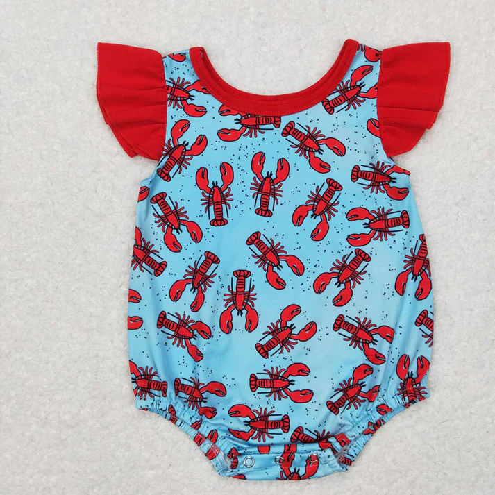 RTS NO MOQ Baby Girls Crawfish Rompers Dresses
