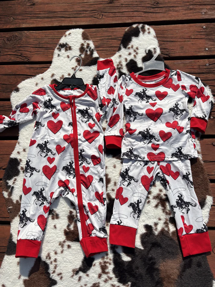 RTS NO MOQ Baby Girls Valentine love long-sleeved trousers suit & romper