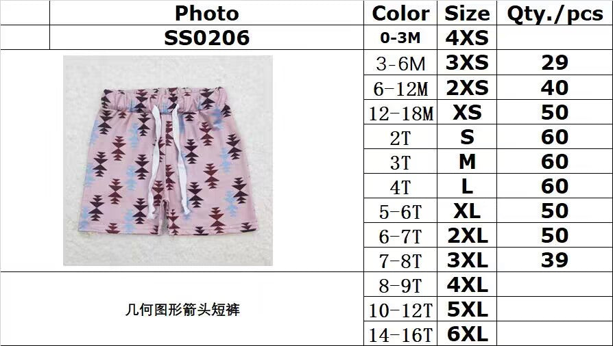 SS0206 geometric arrow shorts