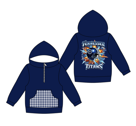 Custom moq 8 mix size milk silk summer team baby boy clothes blue hooded long sleeve top-25.9.30