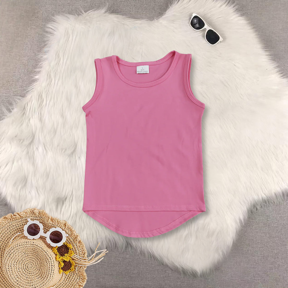 RTS NO MOQ Sibling Baby girls Clothes yoga solid color sleeveless tops-2