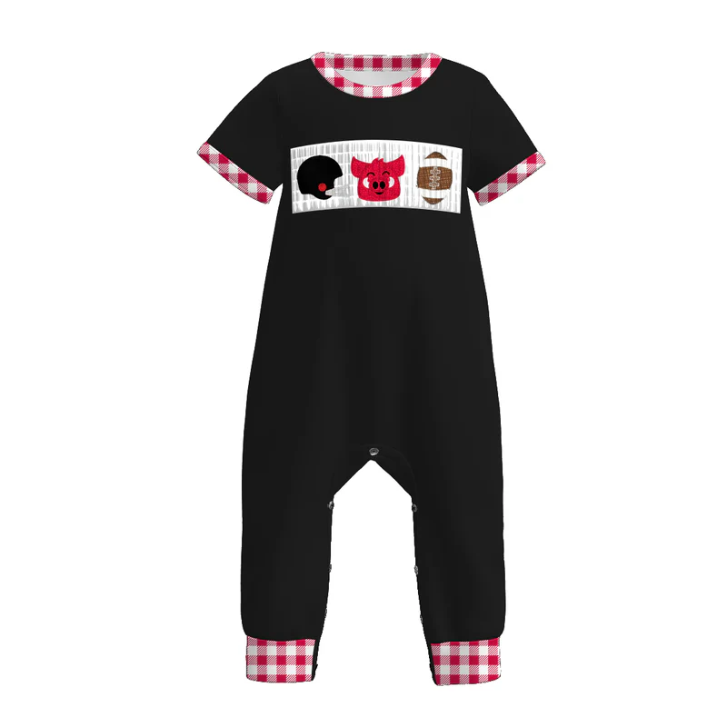 Custom summer teams baby girls clothes team black short sleeve shorts sets dress romper-25.7.19