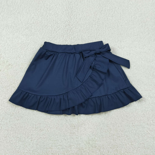 RTS NO MOQ（In Stock ) GLK0217 Solid Blue Lace Bow Yoga Skirt
