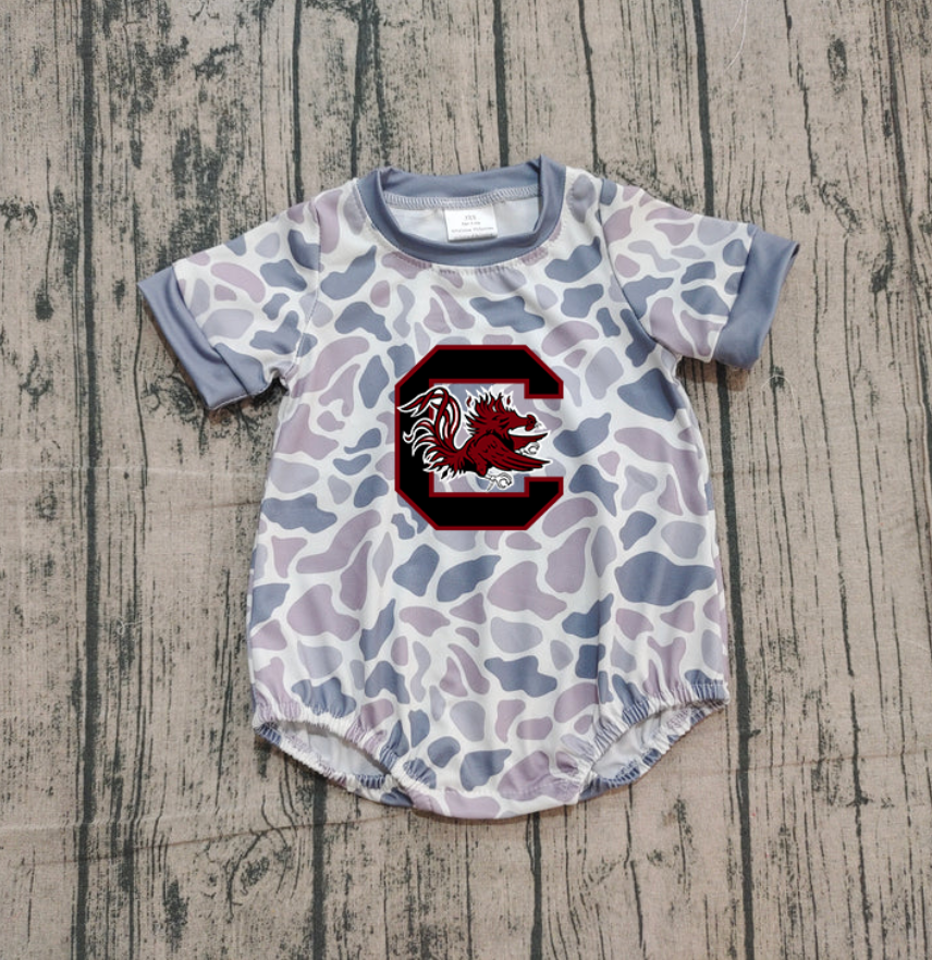 Custom moq 5 mix size milk silk Boy and Girl's Camouflage Gray Camouflage Romper, Milk Silk, Popular, Cute