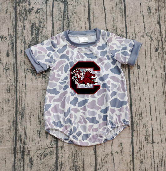 Custom moq 5 mix size milk silk Boy and Girl's Camouflage Gray Camouflage Romper, Milk Silk, Popular, Cute