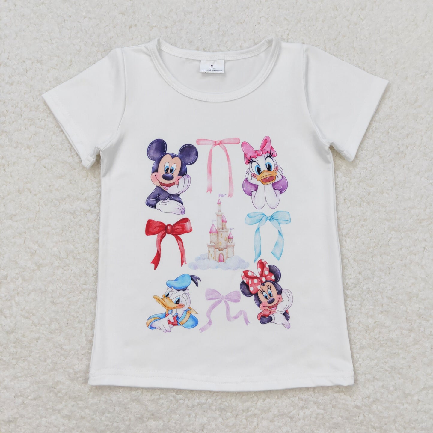 Cute Clothes GT0570 Baby Girls White Short Sleeve Shirts Tops