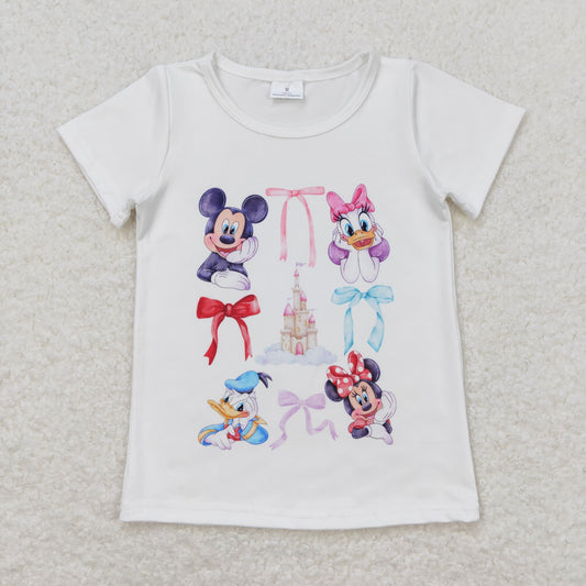 Cute Clothes GT0570 Baby Girls White Short Sleeve Shirts Tops