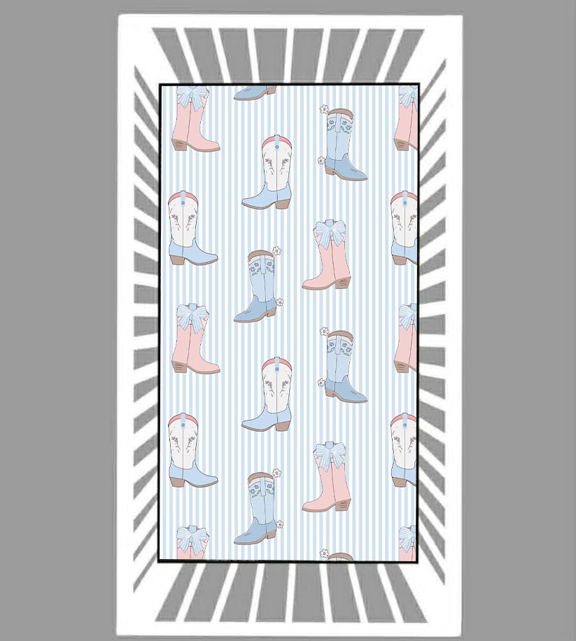 custom moq 5 mix size CYSE01 Baby Kids Striped Western Print Cute Crib sheet
